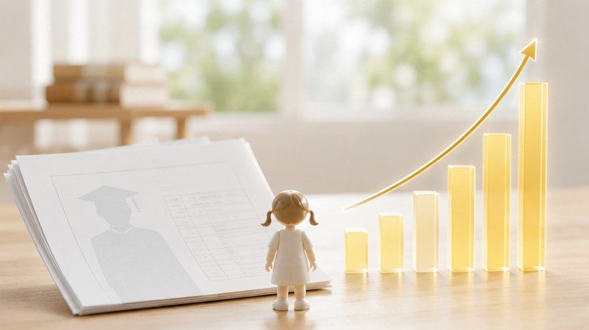 学資保険・預貯金・NISAの特徴を比べて教育費を準備するイメージ