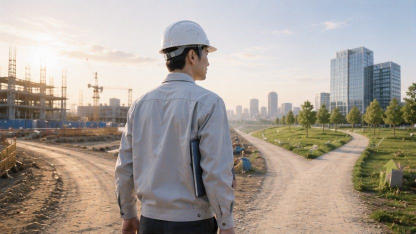 施工管理が転職先の経験と労働条件を確認するイメージ